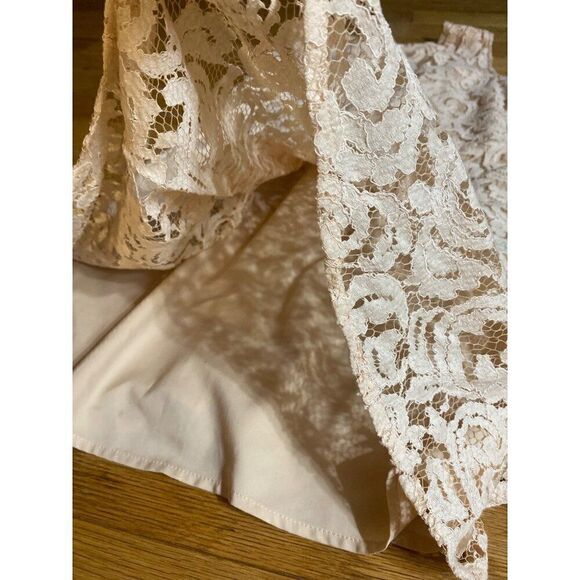 Jaye.e women's peach lined floral lace sleeveless open back zip closure dress S - Picture 4 of 10